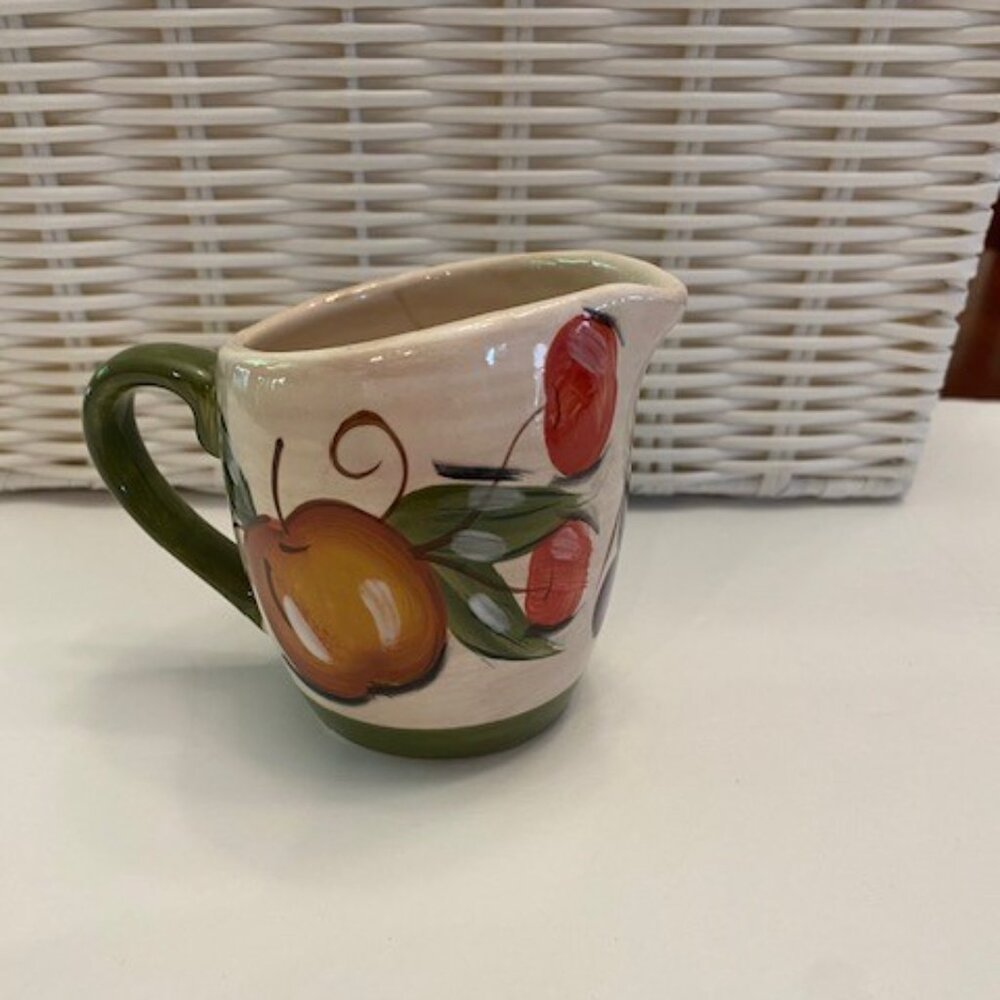 Tabletops Gallery Grappa Hand Painted Fruit Small pitcher creamer farmhouse